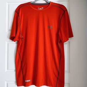Orange Under Armour Fitted Heat Gear Tee